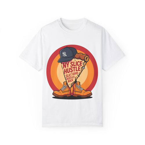 NY Slice Hustle Unisex Garment-Dyed T-Shirt - Fun Graphic Tee for Pizza Lovers
