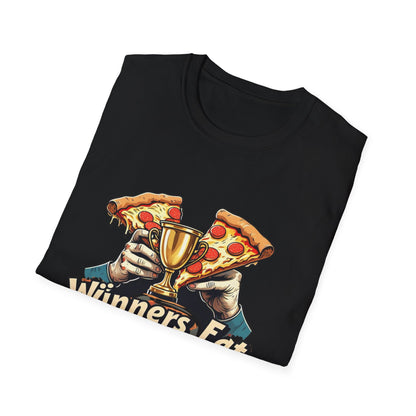 Winners Eat Last Slice Unisex Softstyle T-Shirt - Fun Pizza Lover Tee