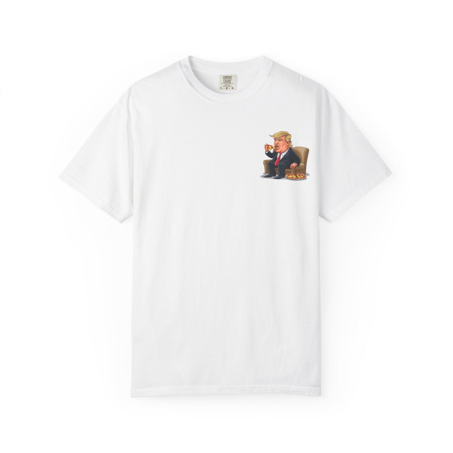 Funny Unisex T-Shirt with Cartoon President Eating Pizza, Humorous Tee, Casual Gift, Political Humor Shirt, Statement Apparel