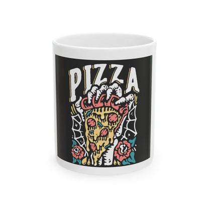 Pizza Skeleton Ceramic Mug - 11oz & 15oz - Unique Halloween Decor & Gift