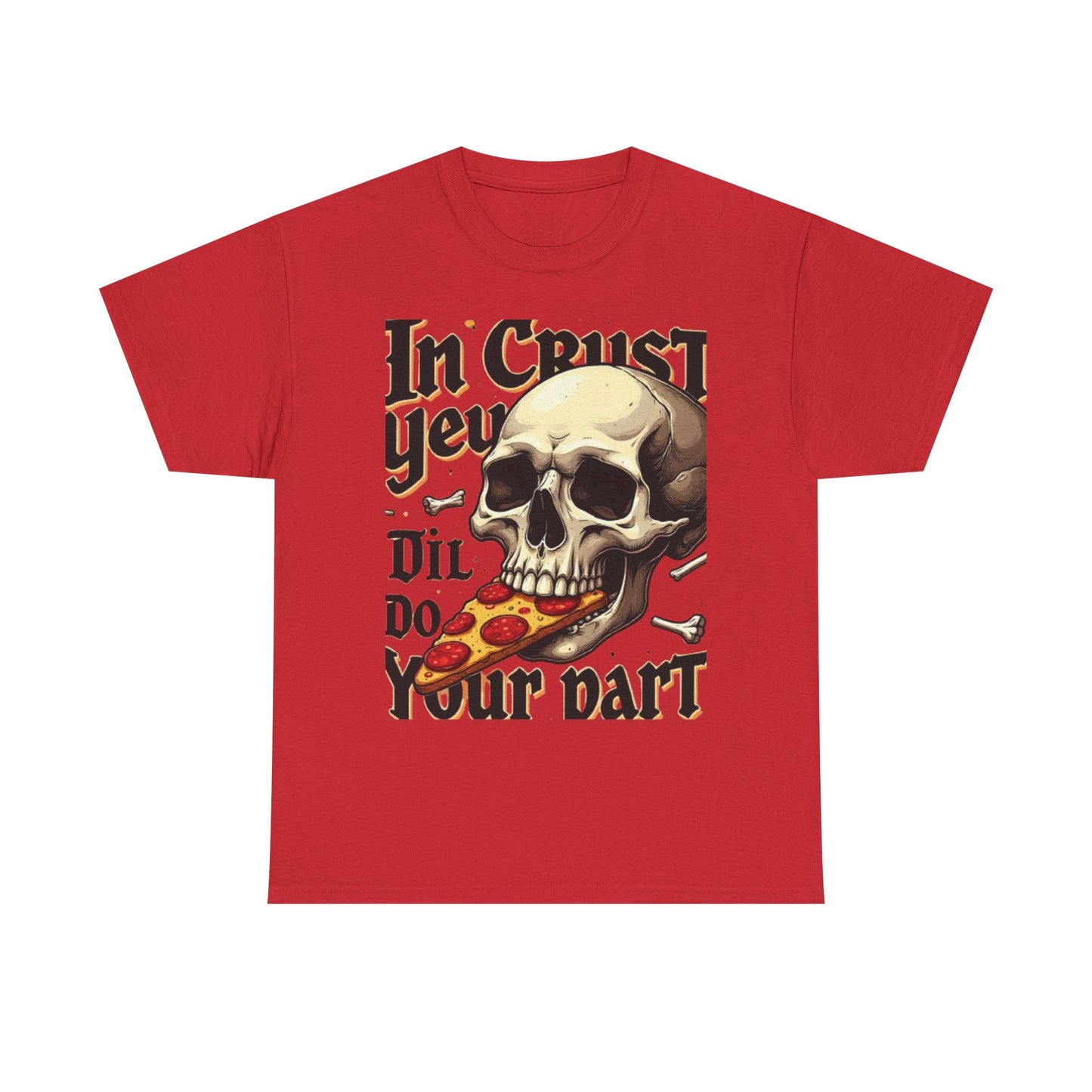 Skull Pizza Tee, Unisex Heavy Cotton Tee, Halloween Shirt, Funny Pizza T-Shirt, Gift for Food Lovers, Graphic Tee for Parties