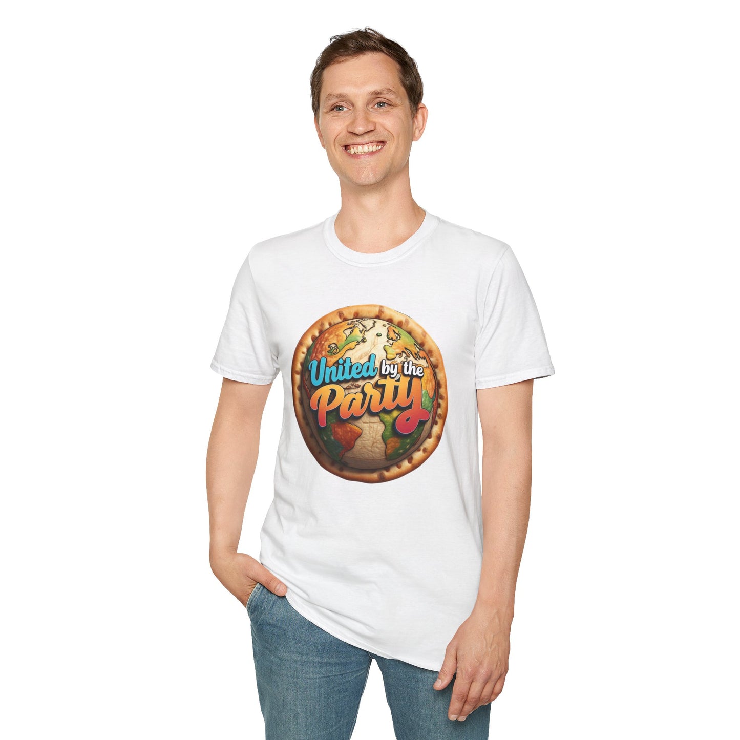United by the Party Unisex Softstyle T-Shirt - Fun & Festive Graphic Tee