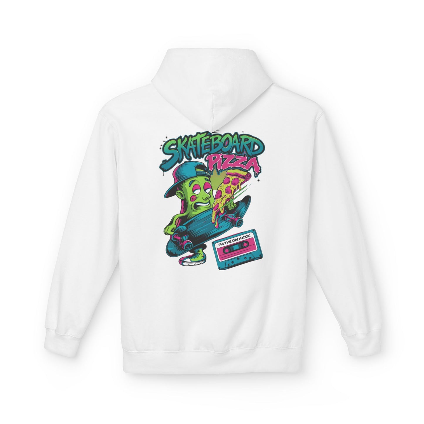 Cool Skateboard Pizza Hoodie, Unisex Streetwear, Funny Gift for Skaters, Chill Casual Style, Perfect for Teens, Halloween or Birthdays