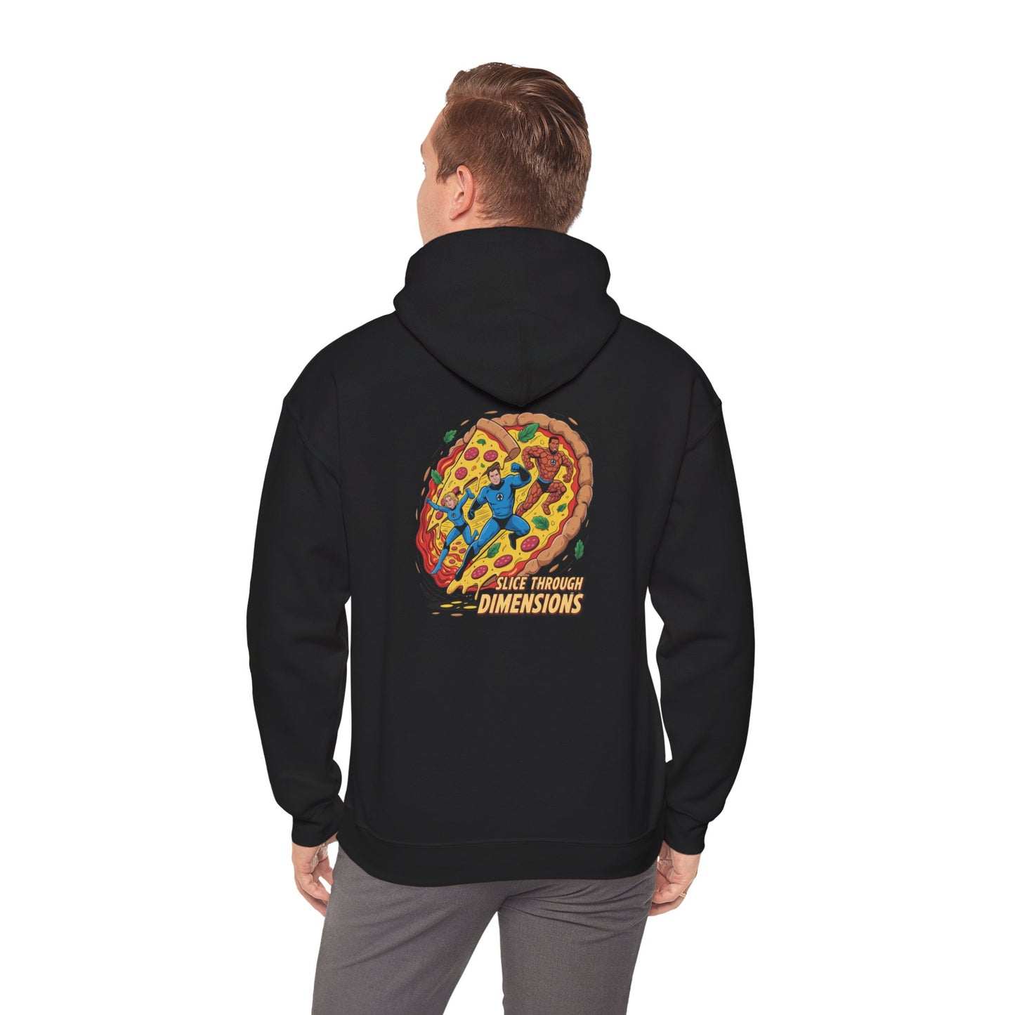 Slice Through Dimensions – Intergalactic Pizza Adventure Hoodie
