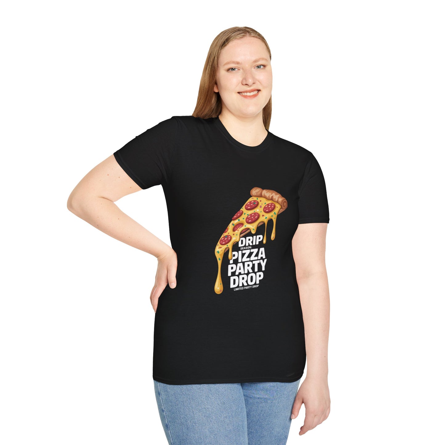 Drip Pizza Party Unisex Softstyle T-Shirt | Fun Foodie Tee for Pizza Lovers