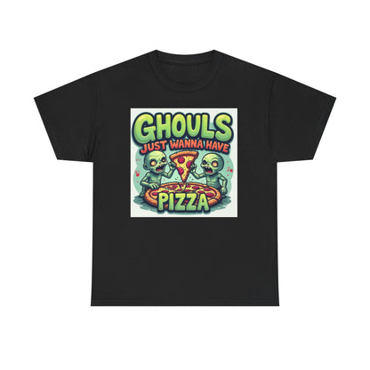 Ghouls Just Wanna Have Pizza Tee - Fun Unisex Heavy Cotton T-Shirt for Halloween, Pizza Lovers, Casual Wear, Party Outfits, Unique Gifts