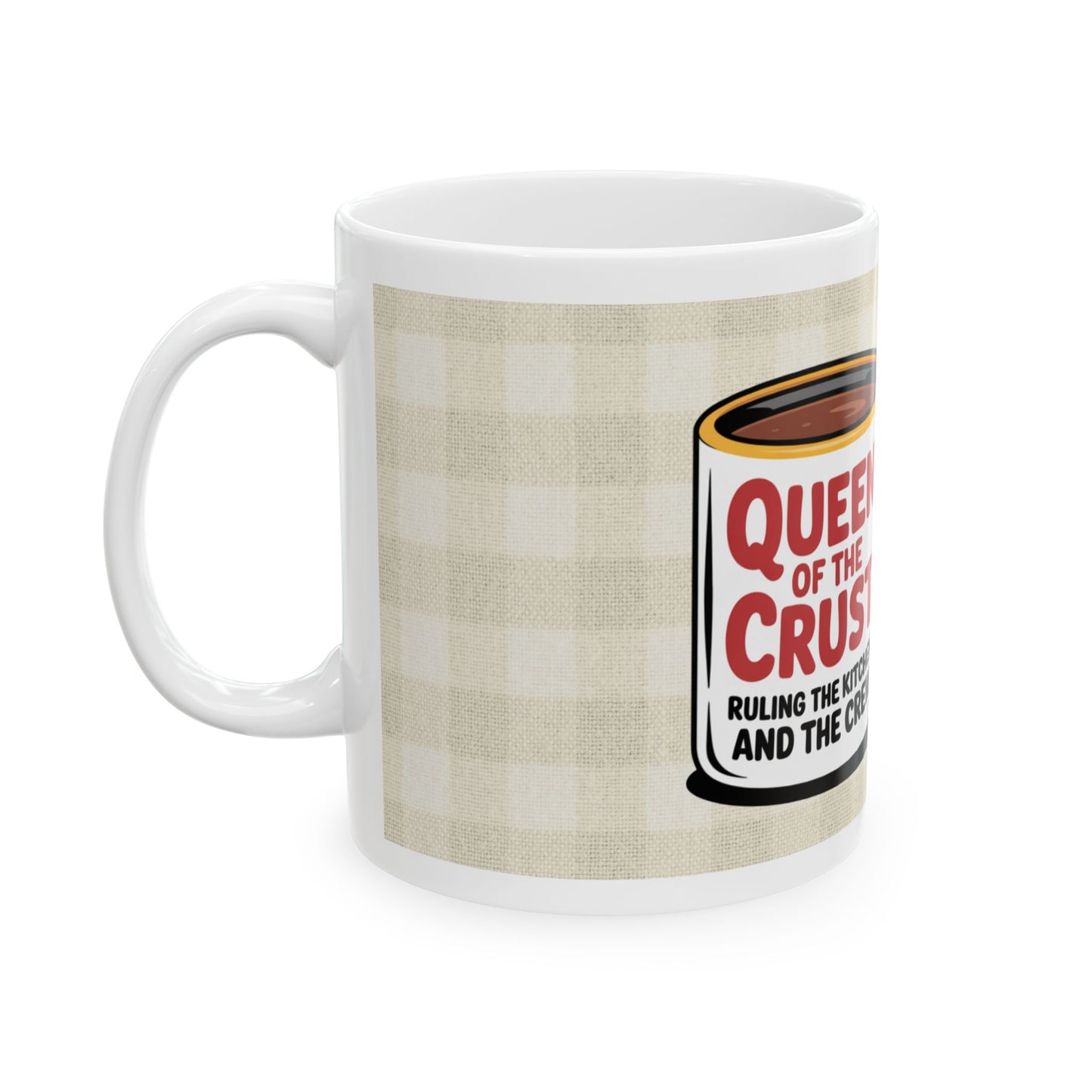 Funny Pizza Lover Ceramic Mug - 'Queen of the Crust' Coffee Cup