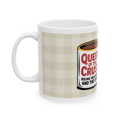 Funny Pizza Lover Ceramic Mug - 'Queen of the Crust' Coffee Cup