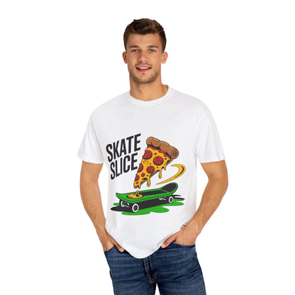 Skate Slice Unisex T-Shirt - Fun Skateboarding and Pizza Design