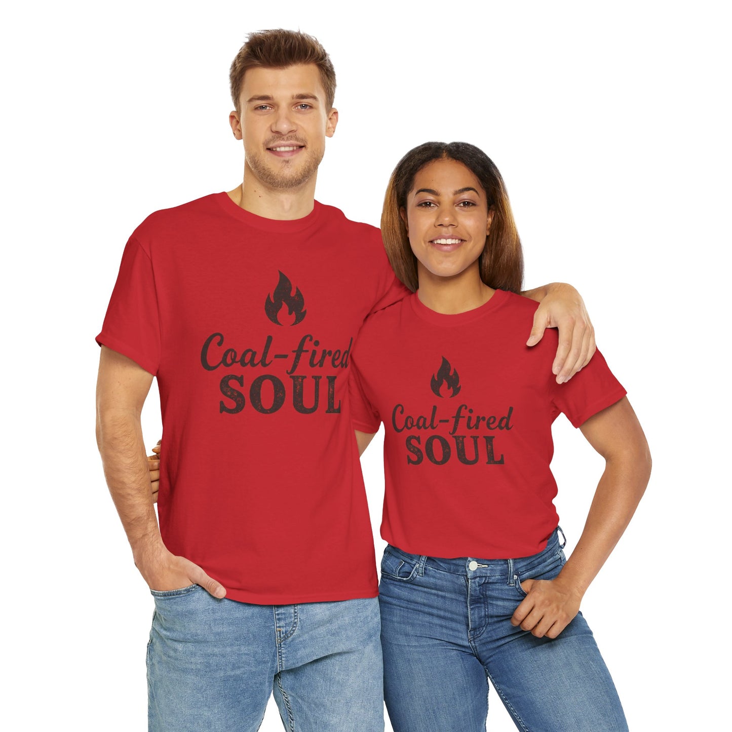 Coal-fired Soul Unisex Heavy Cotton Tee, Gift for Fire Lovers, Motivational T-Shirt, Birthday Gift, Celebration Apparel