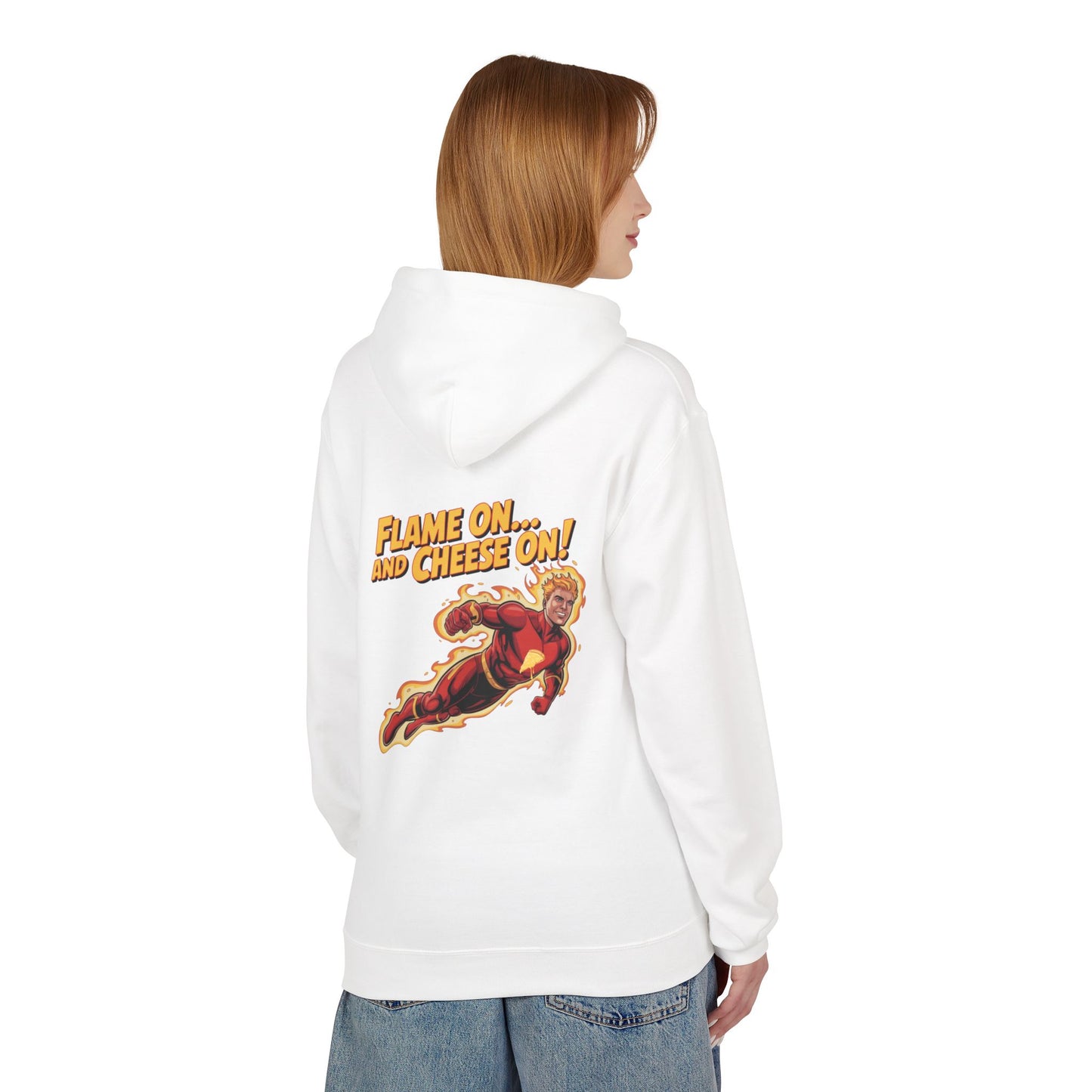 Flame On and Cheese On! – Human Torch Pizza Hoodie