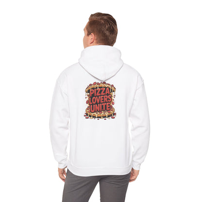 Pizza Lovers Unite Hoodie | Cozy Unisex Sweatshirt | Gift for Pizza Lovers | Casual Wear | Unique Holiday Apparel