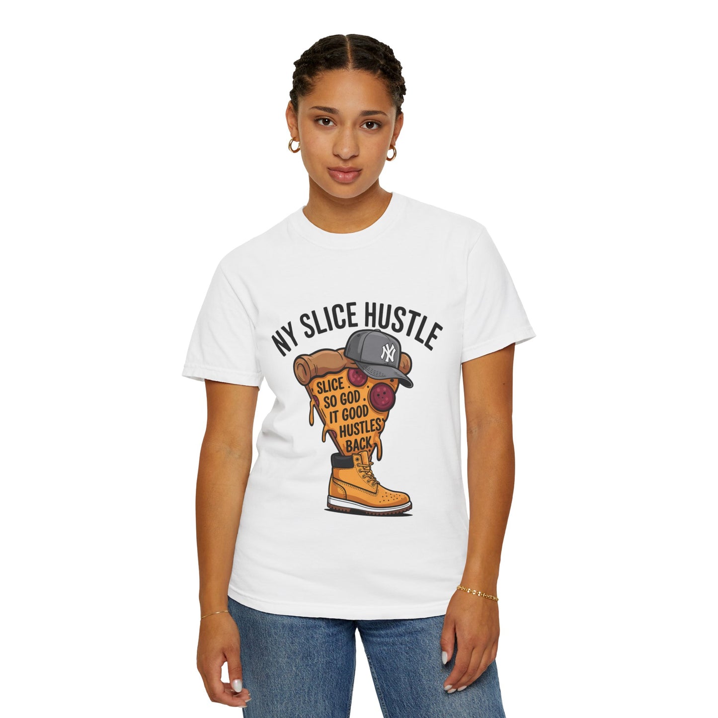NY Slice Hustle T-Shirt - Unisex Garment-Dyed Tee for Food Lovers