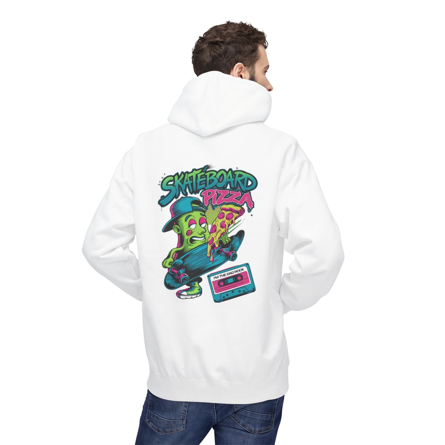 Cool Skateboard Pizza Hoodie, Unisex Streetwear, Funny Gift for Skaters, Chill Casual Style, Perfect for Teens, Halloween or Birthdays