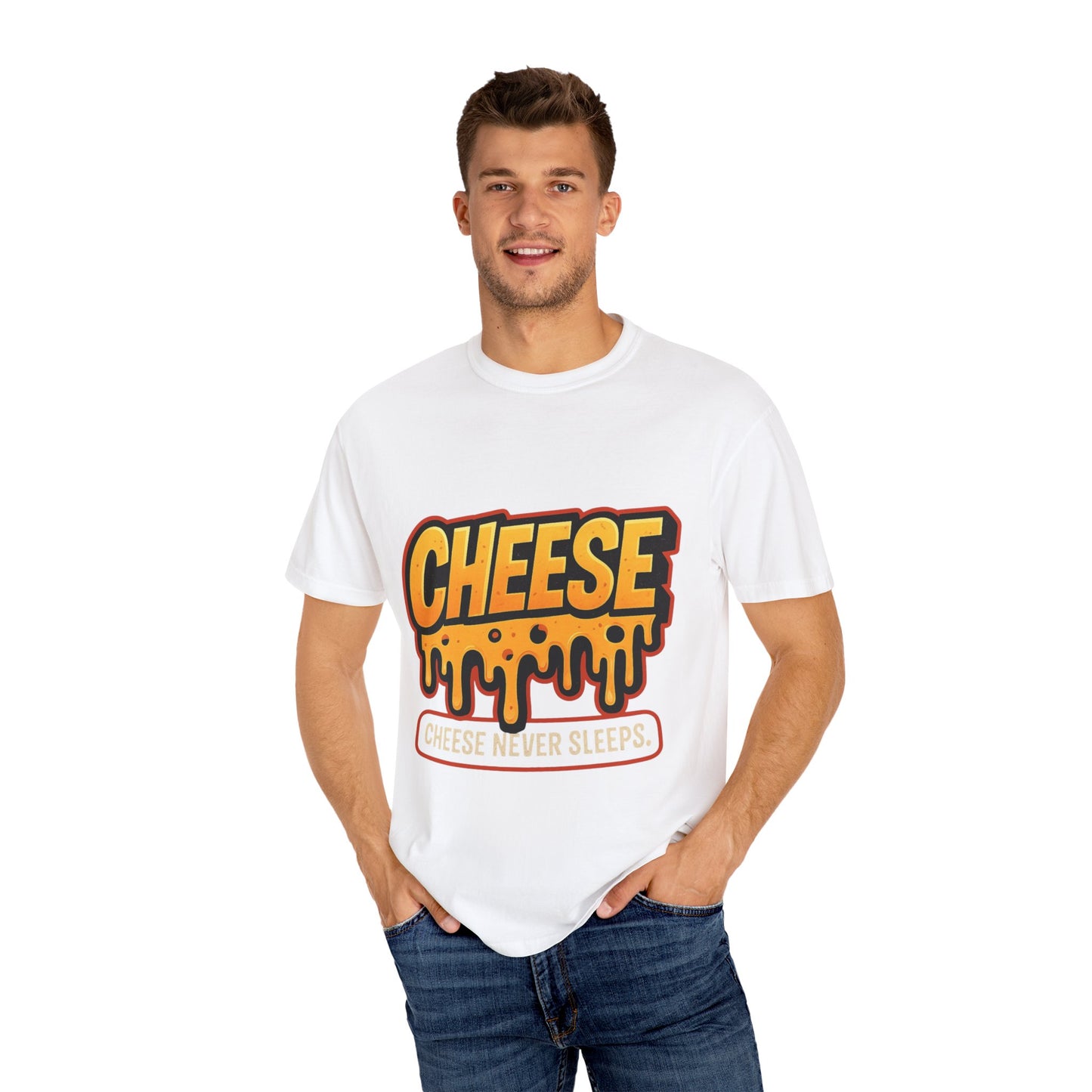 Cheese-Themed Unisex Garment-Dyed T-Shirt, Fun Foodie Tee for Cheese Lovers, Casual Wear, Gift for Foodies, Summer Style