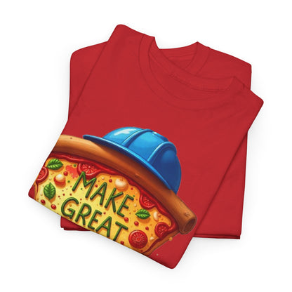 Funny Pizza Graphic Tee, Unisex Heavy Cotton Tee, Gift for Food Lovers, Casual Wear, Summer Outing T-Shirt, Make Great Again Shirt