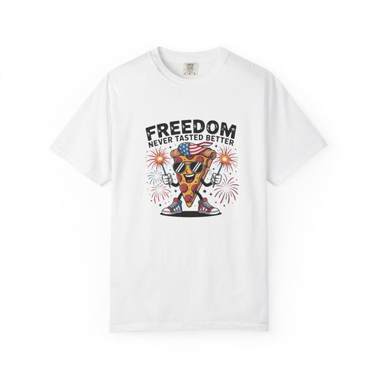 Patriotic Freedom Pizza T-shirt, Unisex Tee for Barbecues, 4th of July, Fun Summer Shirt, Casual Party Wear, Gift for Food Lovers