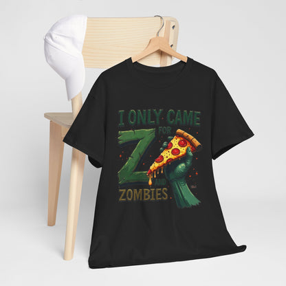Pizza and Zombies Unisex Tee, Casual T-Shirt for Halloween, Graphic Tee, Gift for Gamers, Fun Party Shirt, Unique Halloween Apparel