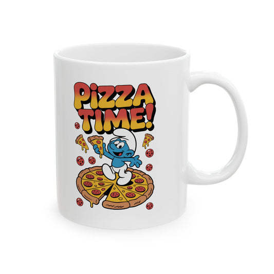 Smurf Pizza Party  Time Ceramic Mug