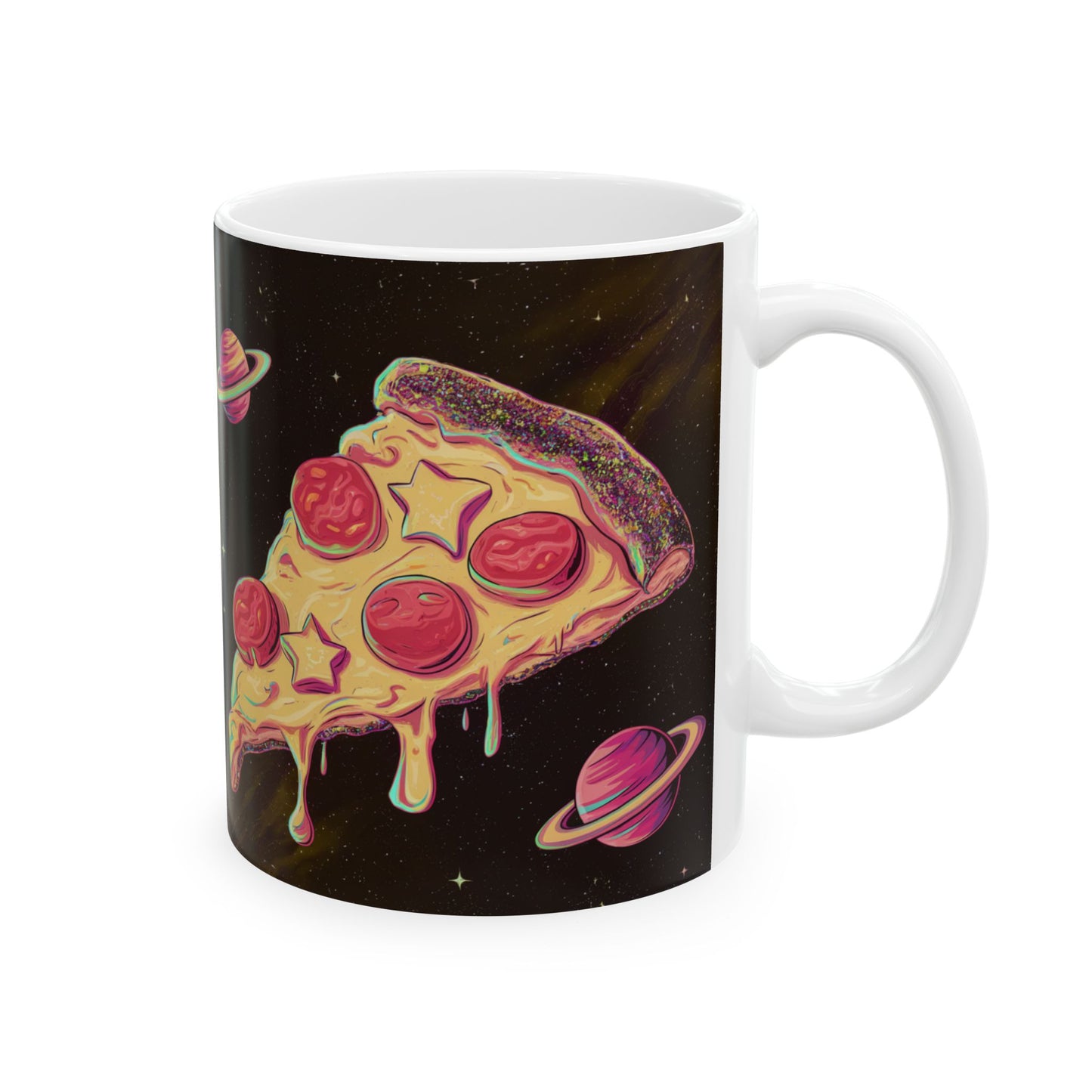 Cosmic Pizza Ceramic Mug - Fun Space-Themed 11oz & 15oz Coffee Cup