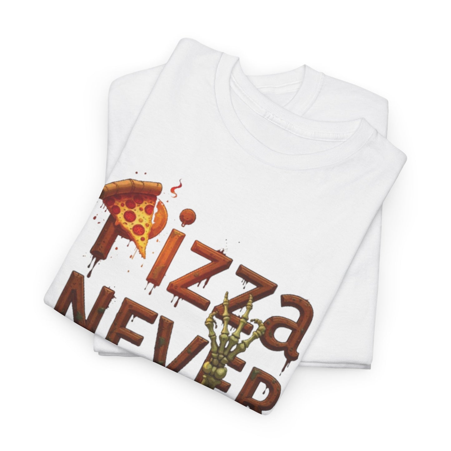 Pizza Never Dies Unisex Heavy Cotton Tee | Funny Pizza Lover Gift, Casual Wear, Foodie T-Shirt, Unique Birthday Present, Quirky Gift