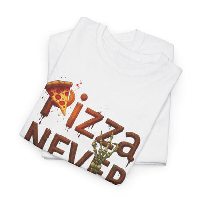 Pizza Never Dies Unisex Heavy Cotton Tee | Funny Pizza Lover Gift, Casual Wear, Foodie T-Shirt, Unique Birthday Present, Quirky Gift