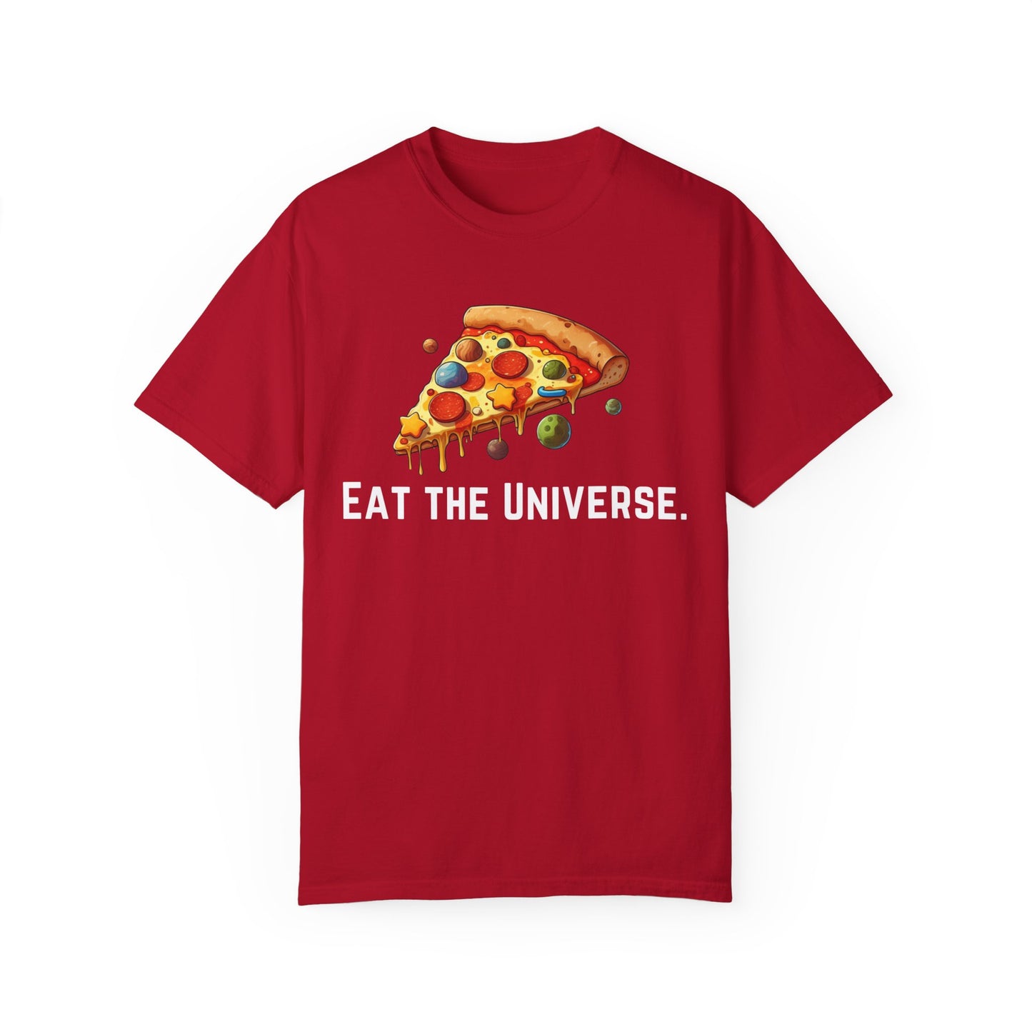 Unisex Garment-Dyed T-shirt - 'Eat the Universe' Funny Pizza Tee for Food Lovers