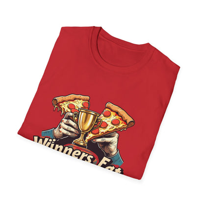 Winners Eat Last Slice Unisex Softstyle T-Shirt - Fun Pizza Lover Tee
