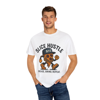 Slice Hustle Pizza T-Shirt | Unisex Garment-Dyed | Perfect for Food Lovers, Chefs, Pizza Nights, Casual Wear, Gifting