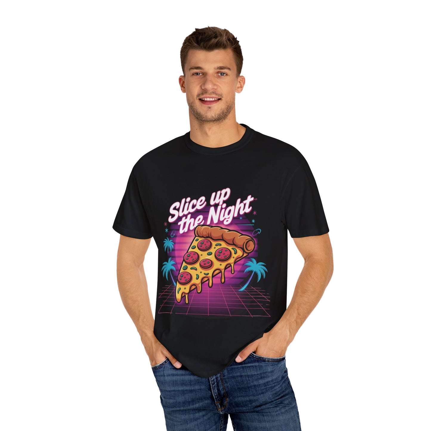 Retro Pizza Night Unisex T-Shirt - Slice up the Night Design