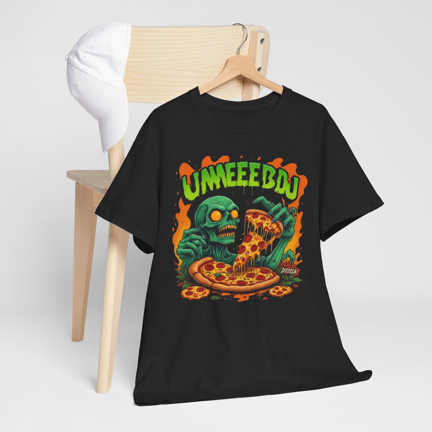 Unisex Zombie Pizza Tee | Fun Graphic Shirt for Party, Halloween, Gift, Casual Wear, Pizza Lovers