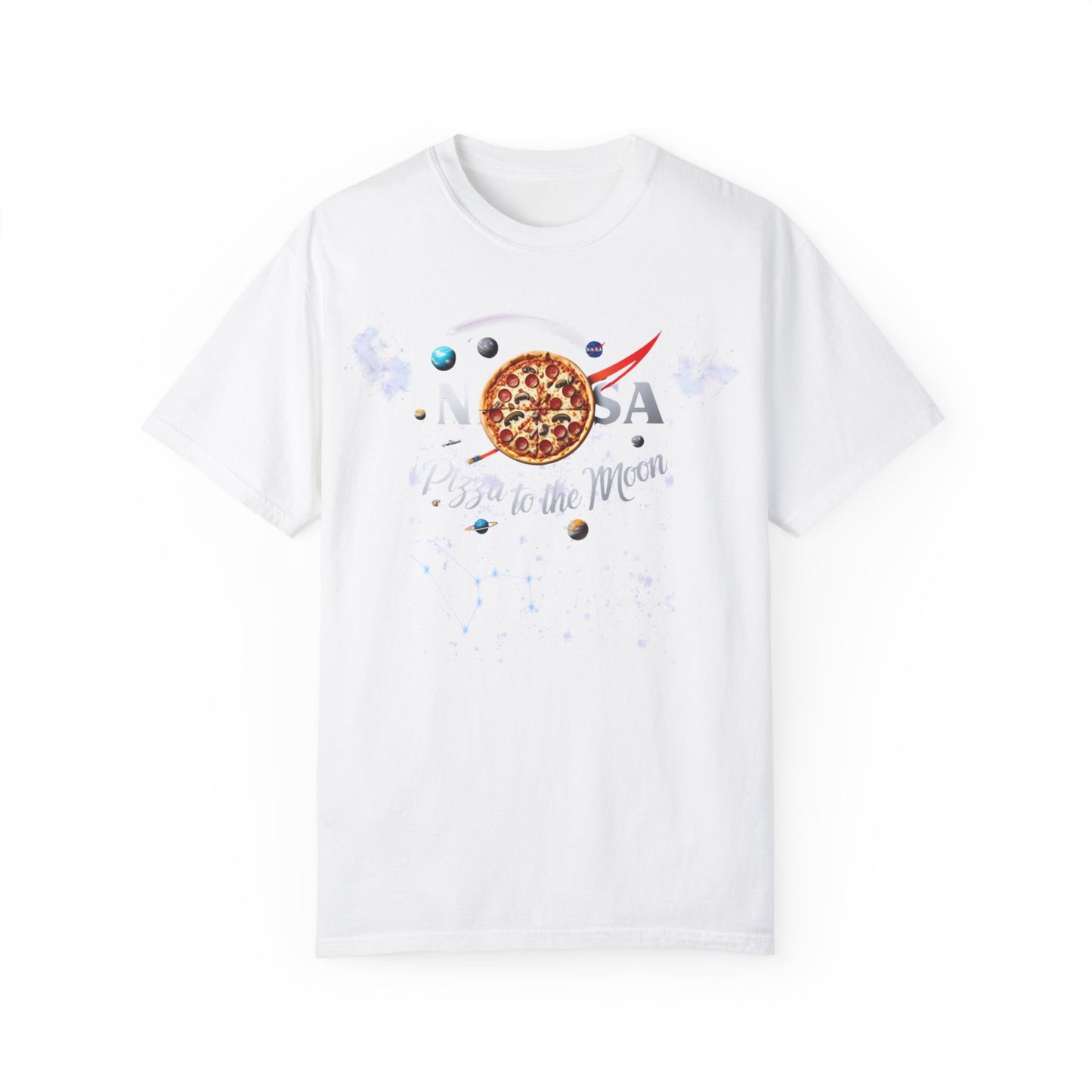 Pizza to the Moon Unisex Garment-Dyed T-Shirt | Fun Space-Themed Tee for Pizza Lovers