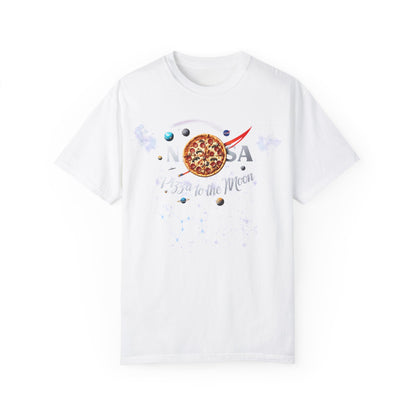 Pizza to the Moon Unisex Garment-Dyed T-Shirt | Fun Space-Themed Tee for Pizza Lovers