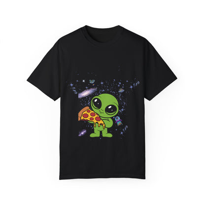 Cute Alien Pizza Unisex Garment-Dyed T-Shirt