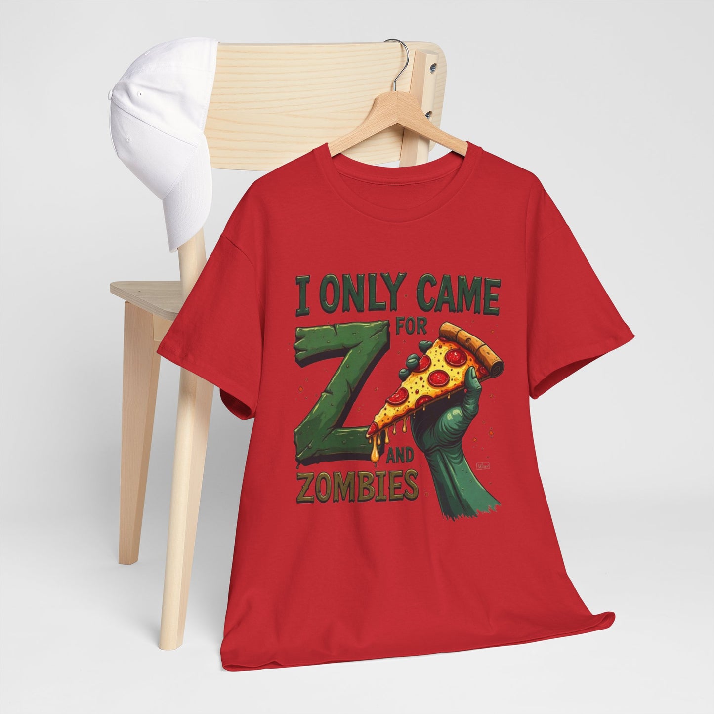 Pizza and Zombies Unisex Tee, Casual T-Shirt for Halloween, Graphic Tee, Gift for Gamers, Fun Party Shirt, Unique Halloween Apparel