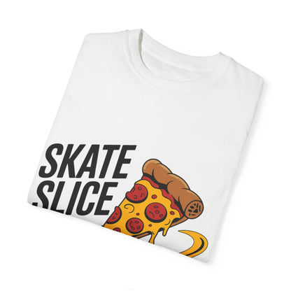 Skate Slice Unisex T-Shirt - Fun Skateboarding and Pizza Design