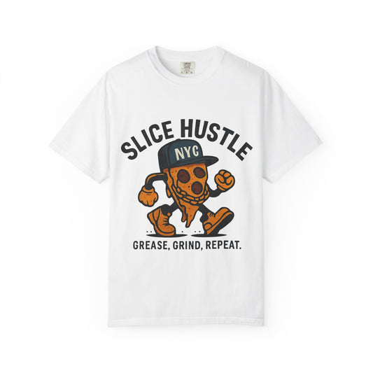 Slice Hustle Pizza T-Shirt | Unisex Garment-Dyed | Perfect for Food Lovers, Chefs, Pizza Nights, Casual Wear, Gifting