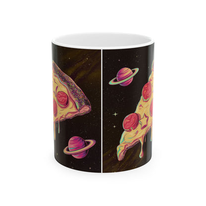 Cosmic Pizza Ceramic Mug - Fun Space-Themed 11oz & 15oz Coffee Cup