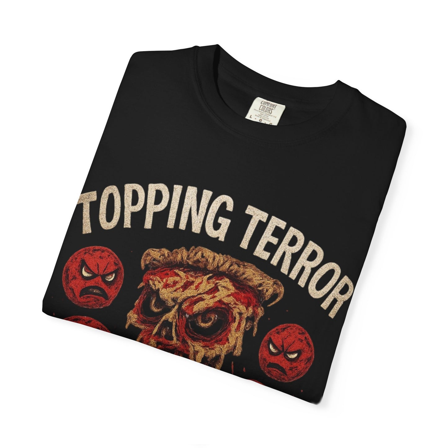 Funny Pizza Horror T-Shirt, Unisex Graphic Tee, Halloween Shirt, Casual Wear, Unique Gift Idea