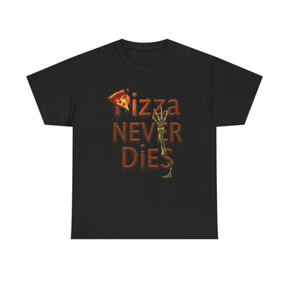 Pizza Never Dies Unisex Heavy Cotton Tee | Funny Pizza Lover Gift, Casual Wear, Foodie T-Shirt, Unique Birthday Present, Quirky Gift