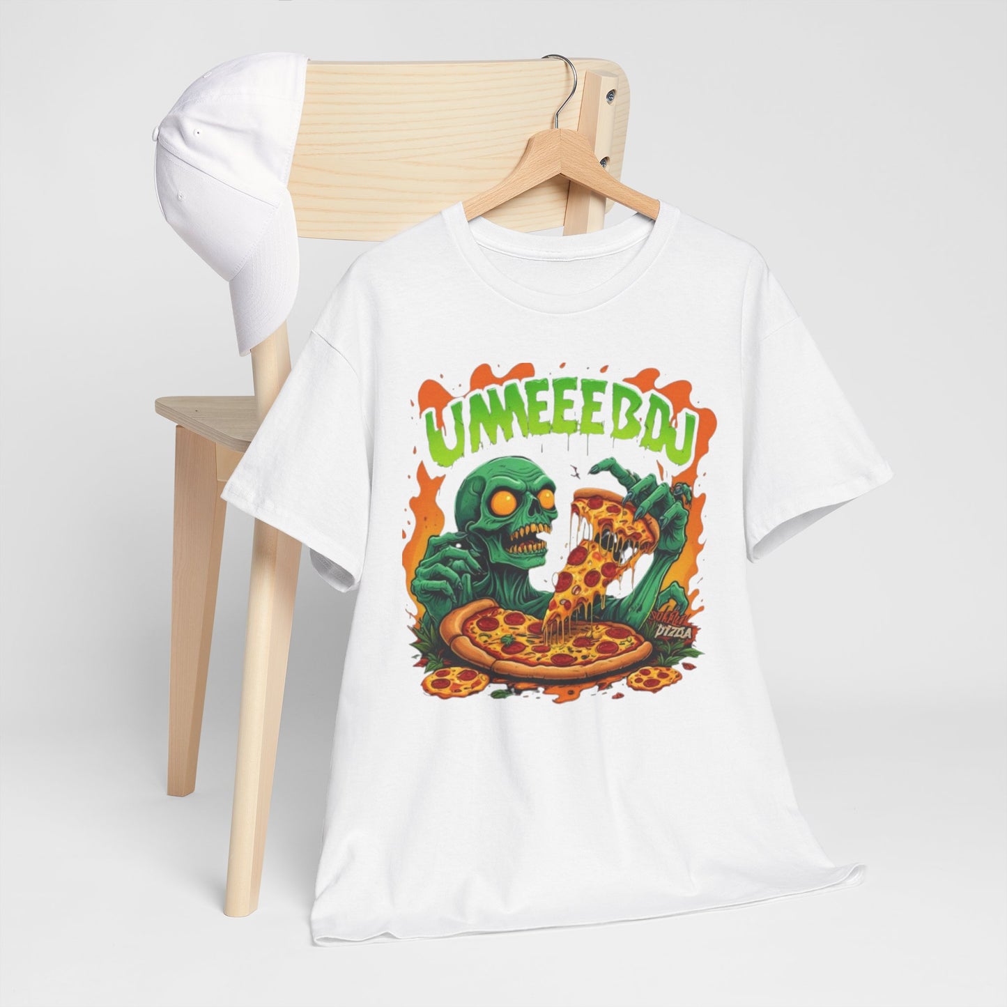 Unisex Zombie Pizza Tee | Fun Graphic Shirt for Party, Halloween, Gift, Casual Wear, Pizza Lovers