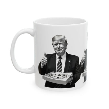 Trump Pizza Ceramic Mug - Funny Gift for Politicians, Political Humor, Kitchen Decor, Coffee Lover, Birthday Present