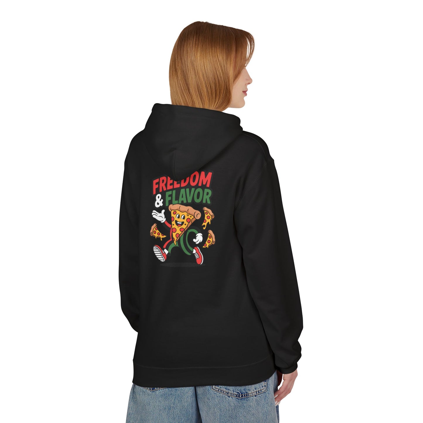 Freedom & Flavor Hoodie | Unisex Fleece Sweatshirt, Casual Wear, Pizza Lover Gift, Stylish Loungewear, Cozy Outfit