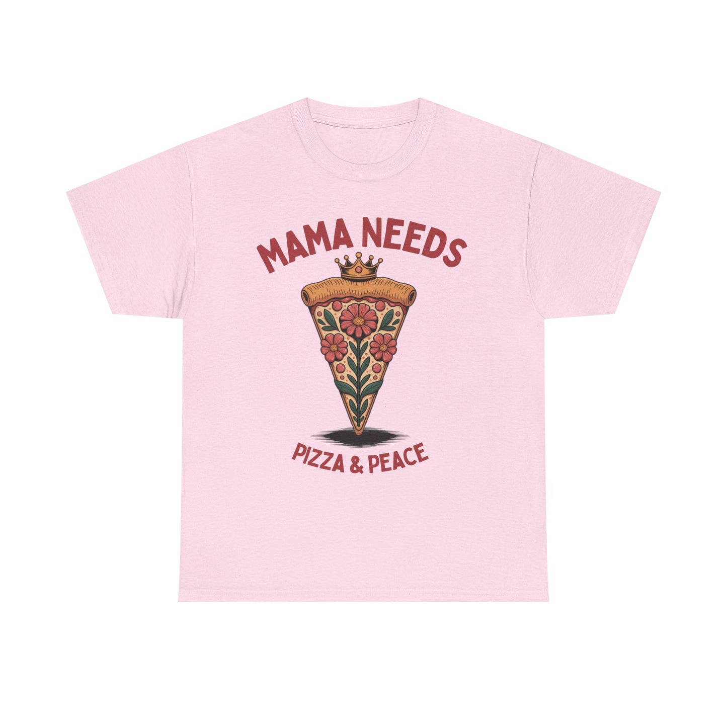Mama Needs Pizza & Peace Unisex Heavy Cotton Tee - Fun Casual T-Shirt for Moms