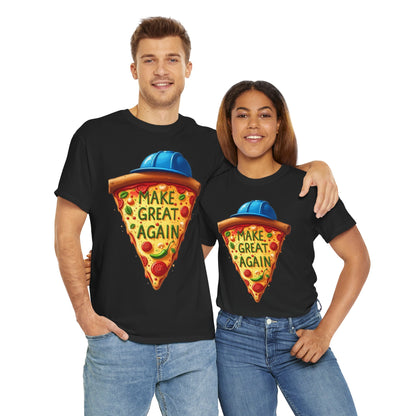 Funny Pizza Graphic Tee, Unisex Heavy Cotton Tee, Gift for Food Lovers, Casual Wear, Summer Outing T-Shirt, Make Great Again Shirt