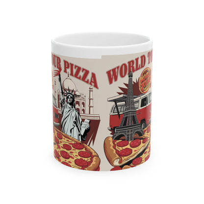 World Tour Pizza Ceramic Mug - Fun Travel-Inspired Coffee Cup