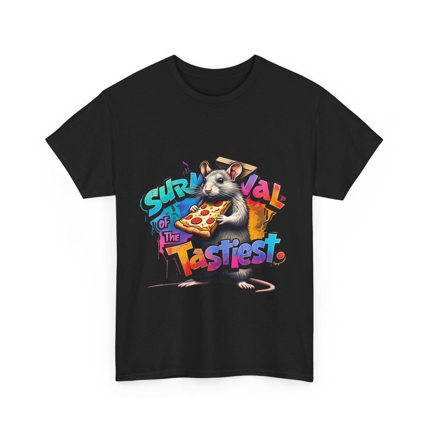 Survival of the Tastiest Unisex Heavy Cotton Tee - Fun Pizza Graphic T-Shirt