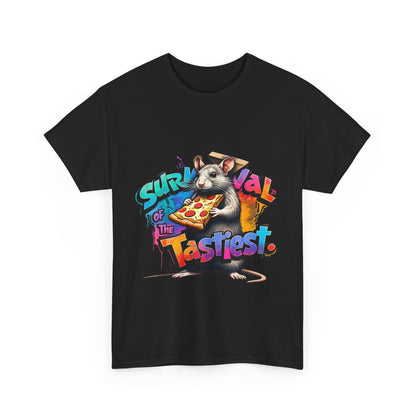 Survival of the Tastiest Unisex Heavy Cotton Tee - Fun Pizza Graphic T-Shirt