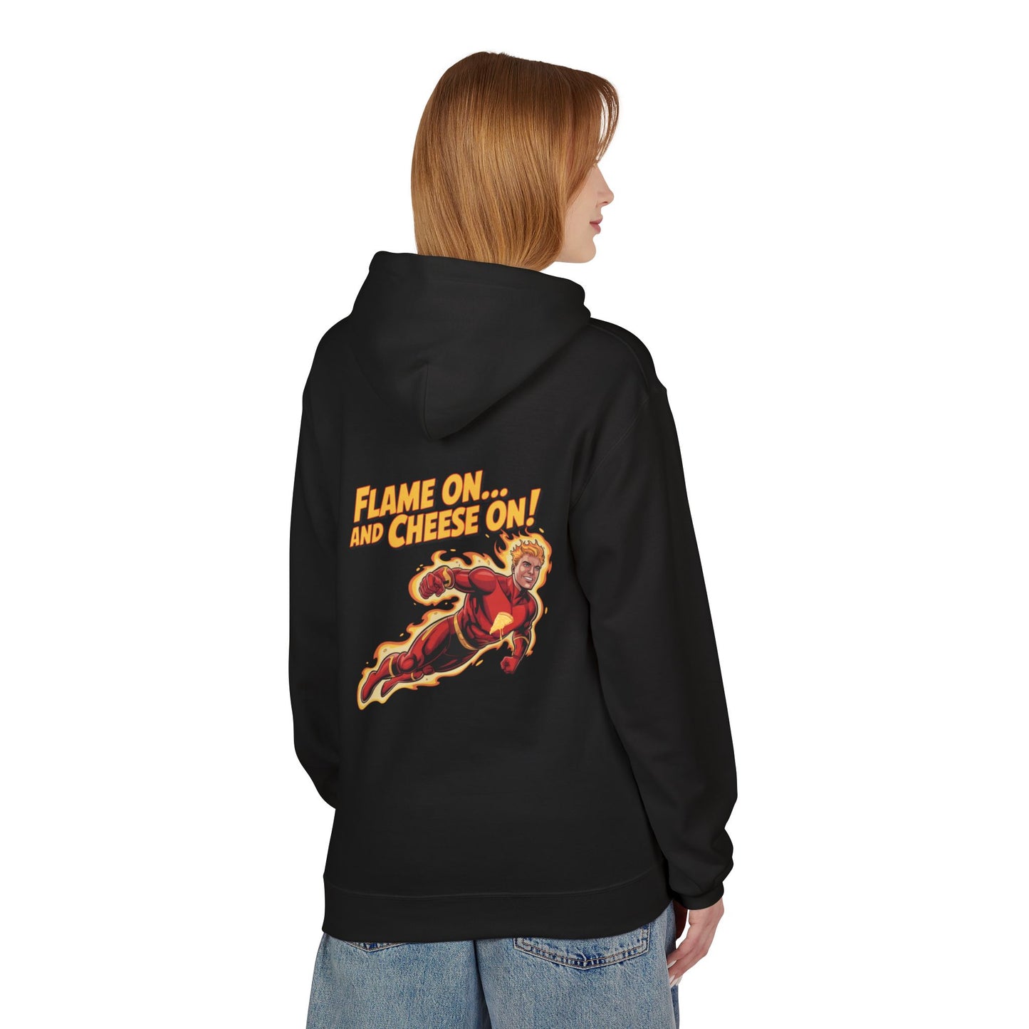 Flame On and Cheese On! – Human Torch Pizza Hoodie