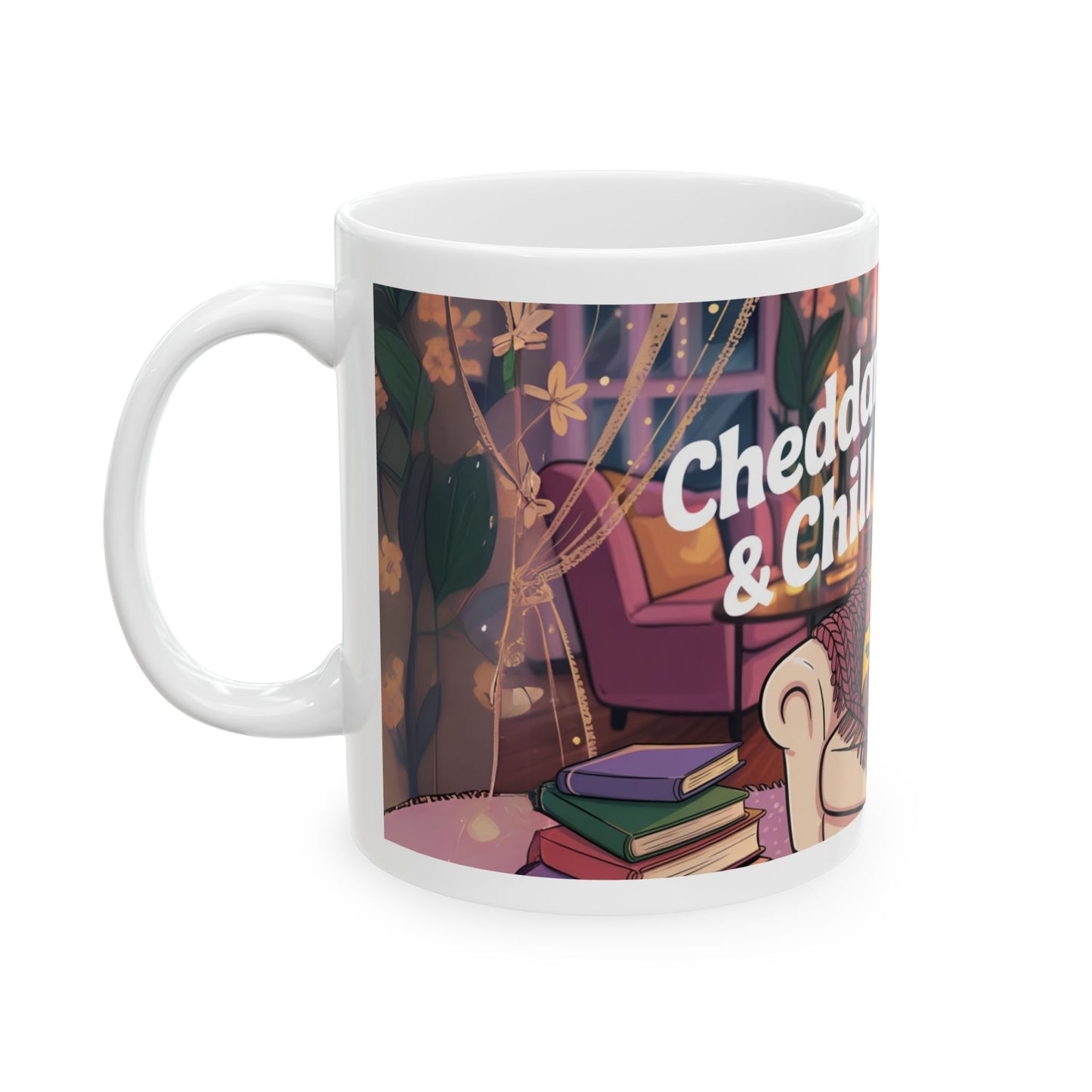 Cheddar & Chill Ceramic Mug - Cozy Pizza Lover's Coffee Cup for Relaxing Nights